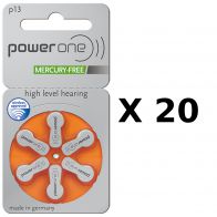 Pack ECO France : 10 plaquettes de piles auditives PowerOne 13 sans mercure - LIVRAISON INCLUSE