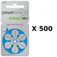 Vente en gros de plaquettes de 6 piles auditives PowerOne 675 sans mercure