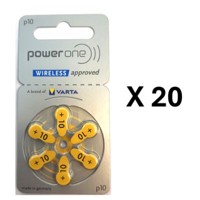 20 plaquettes de piles auditives PowerOne 10 sans mercure - LIVRAISON GRATUITE