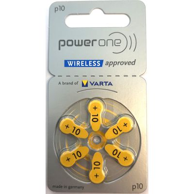 Plaquette de 6 piles auditives PowerOne 10 sans Mercure