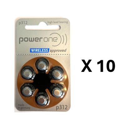 Pack ECO France : 10 plaquettes de piles auditives PowerOne 312 sans mercure - LIVRAISON INCLUSE