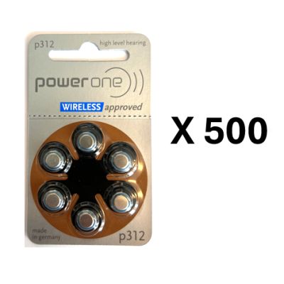 Vente en gros de plaquettes de 6 piles auditives PowerOne 312 sans mercure