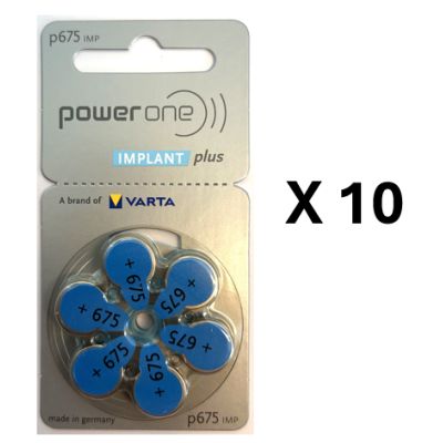 Pack ECO France : 10 plaquettes de piles auditives PowerOne 675 sans mercure - LIVRAISON INCLUSE
