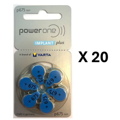20 plaquettes de piles auditives PowerOne 675 sans mercure - LIVRAISON GRATUITE