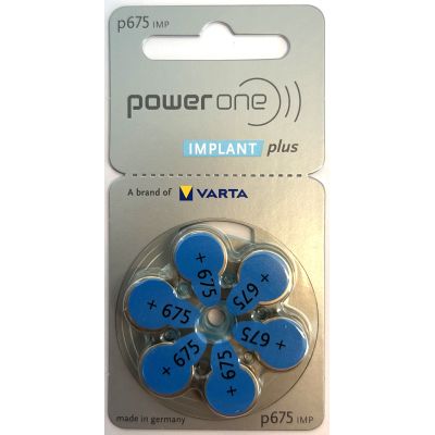Plaquette de 6 piles auditives PowerOne 675 sans Mercure
